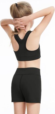 Xelky Girls 2 Piece Workout Outfits Crop Tank Top and Shorts Set Kids Athletic Clothing for Yoga Sports in Saudi Arabia