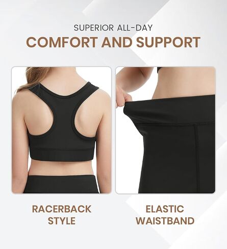 Xelky Girls 2 Piece Workout Outfits Crop Tank Top and Shorts Set Kids Athletic Clothing for Yoga Sports in Saudi Arabia