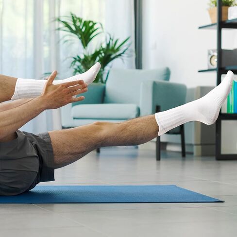 4 Pairs Mens Grip Socks Non Slip Size 6-9, Anti Slip Pilates Yoga Socks, Men Ankle Socks with Grips for Hospital, Pilates, Fitness Grippy Socks, Black, White, Gray, Light Gray(medium tube) in Kuwait