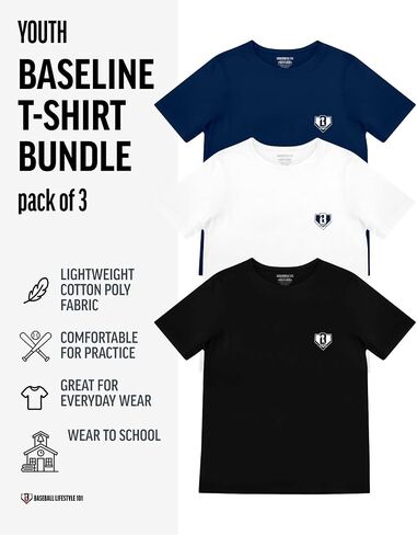 مجموعة تي شيرت شبابي Baseline 101 Baseline للشباب للأولاد بمقاسات الشباب S-XL in Kuwait