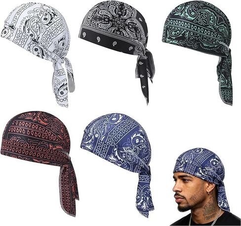 Cooling Skull Cap Helmet Liner, Paisley Cooling Headscarf Cap Set, Elastic Cycling Sports Cap Cooling Headscarf Cap Set,Bandana Beanie Motorcycle Pirate Head Wrap Safety Helmet Liner in Kuwait