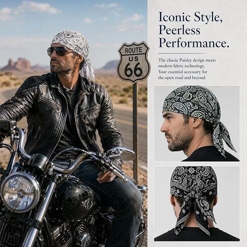 Cooling Skull Cap Helmet Liner, Paisley Cooling Headscarf Cap Set, Elastic Cycling Sports Cap Cooling Headscarf Cap Set,Bandana Beanie Motorcycle Pirate Head Wrap Safety Helmet Liner in Kuwait