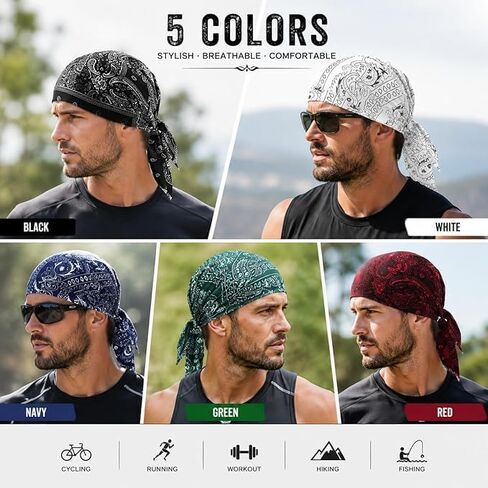 Cooling Skull Cap Helmet Liner, Paisley Cooling Headscarf Cap Set, Elastic Cycling Sports Cap Cooling Headscarf Cap Set,Bandana Beanie Motorcycle Pirate Head Wrap Safety Helmet Liner in Kuwait