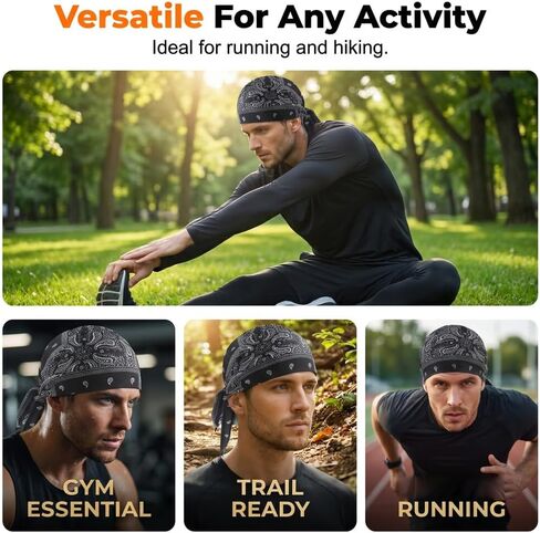 Cooling Head Scarf Set, Cooling Skull Cap Helmet Liner, Elastic Cycling Sports Cap Bandana for Men Women in Saudi Arabia