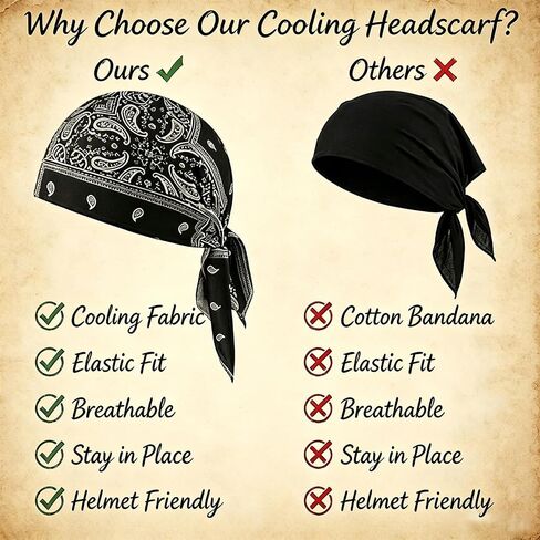 Paisley Cooling Headscarf Cap Set – 5 Pack Breathable Sweat Wicking Durag, Lightweight Stretch Bandana Beanie for Outdoor Cycling, Running, Motorcycle Helmet Liner in Kuwait