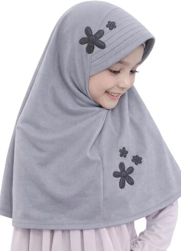 Instant Slip-On Kids Hijab – Premium Jersey Girls Hijab with Floral Design for summer in Kuwait