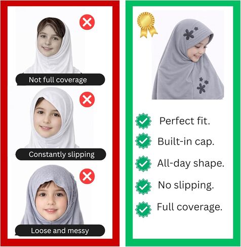 Instant Slip-On Kids Hijab – Premium Jersey Girls Hijab with Floral Design for summer in Kuwait