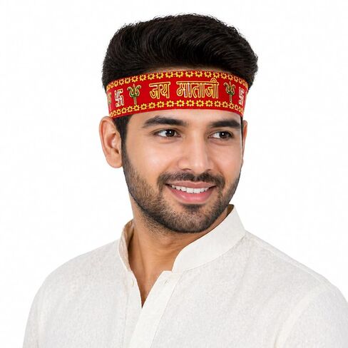 Jai Mata Di Velvet Patti-90 Cm Long(Pack Of 12)|Kanya Poojan Chunri|Fancy Design Velvet Jai Mata Di Head Band in Kuwait
