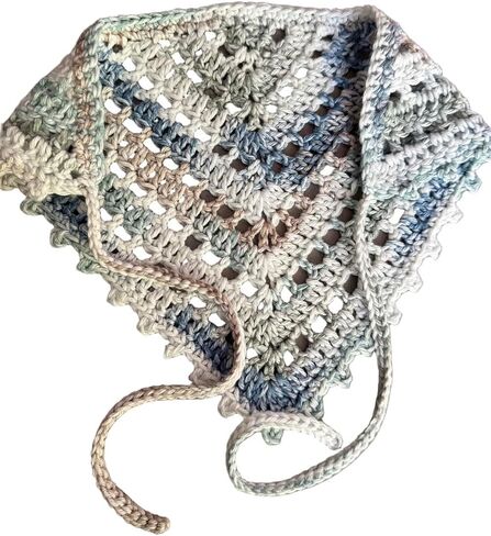 Handmade Crochet Bandana Hair Scarf, 100% Cotton, Breathable, Multicolor Pastel in Kuwait