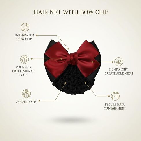 Hair Net with Bow Clip, Polyester Mesh Hair Cover for Daily Wear (1 PC) in Saudi Arabia