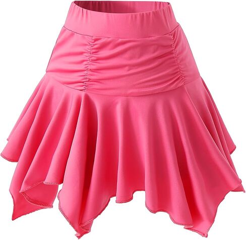 3 Pack Skorts for Girls Asymmetrical Skirt Flowy Skort High Waist A Line Skirt Pleated Ruffle Athletic Skirt in Kuwait