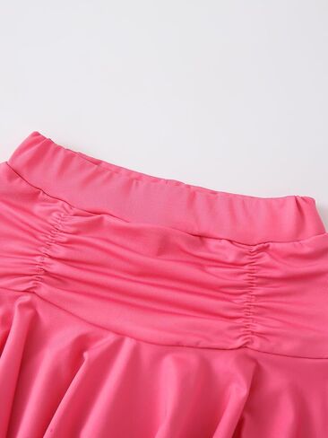 3 Pack Skorts for Girls Asymmetrical Skirt Flowy Skort High Waist A Line Skirt Pleated Ruffle Athletic Skirt in Kuwait