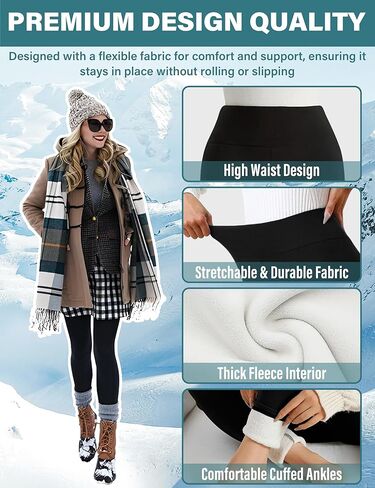 HEGALY Thick Fleece Lined Leggings for Women Tummy Control High Waisted Workout Thermal Warm Soft Yoga Pants for Cold Winter in Saudi Arabia