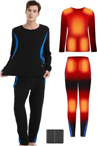CYCYHEAT Heated Underwear - Women and Men Elastic Heated Thermal Underwear Pants Set, Upgraded 7.4V 2PCS Battery Pack in Saudi Arabia