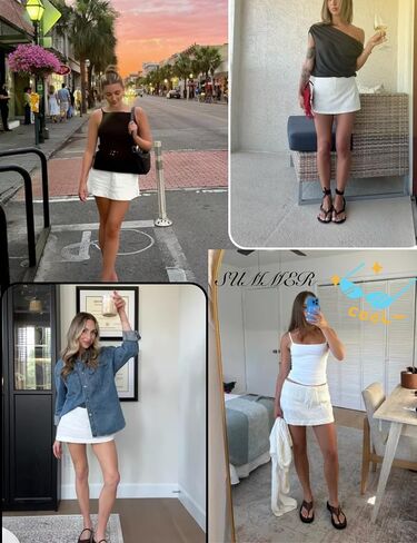 Gozoloma Women's Cotton Linen Skorts Micro Mini Cute Mini Skirt(White-S) in Saudi Arabia