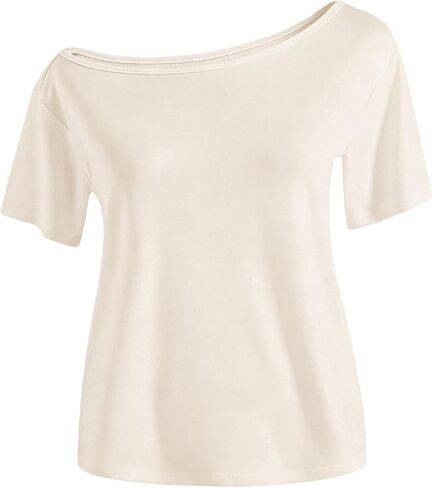 Off Shoulder Shirts for Girls Loose Fit Fashion Y2K Causal Solid Color Shirts Lightweight Pullover 2026 Trendy Shirts in Saudi Arabia
