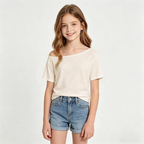 Off Shoulder Shirts for Girls Loose Fit Fashion Y2K Causal Solid Color Shirts Lightweight Pullover 2026 Trendy Shirts in Saudi Arabia