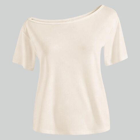Off Shoulder Shirts for Girls Loose Fit Fashion Y2K Causal Solid Color Shirts Lightweight Pullover 2026 Trendy Shirts in Saudi Arabia