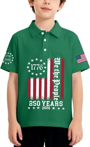 Polo Shirts for Toddler Boy Girl Printed Graphic 4Th of July T Shirts America Flag Tees Memorial Day Top 3-13 Years in Saudi Arabia