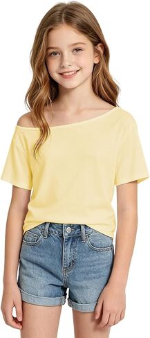 Off Shoulder Shirts for Girls Loose Fit Fashion Y2K Causal Solid Color Shirts Lightweight Pullover 2026 Trendy Shirts in Saudi Arabia