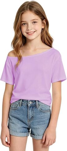 Off Shoulder Shirts for Girls Loose Fit Fashion Y2K Causal Solid Color Shirts Lightweight Pullover 2026 Trendy Shirts in Saudi Arabia