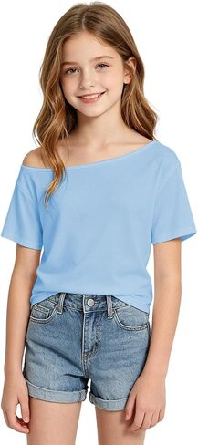Off Shoulder Shirts for Girls Loose Fit Fashion Y2K Causal Solid Color Shirts Lightweight Pullover 2026 Trendy Shirts in Saudi Arabia