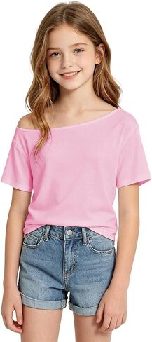 Off Shoulder Shirts for Girls Loose Fit Fashion Y2K Causal Solid Color Shirts Lightweight Pullover 2026 Trendy Shirts in Saudi Arabia