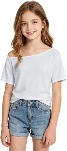 Off Shoulder Shirts for Girls Loose Fit Fashion Y2K Causal Solid Color Shirts Lightweight Pullover 2026 Trendy Shirts in Saudi Arabia