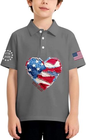 USA Polo Shirts for Toddler Boy Girl 4Th of July T Shirts America Flag Patriotic Tees Kid Memorial Day Top 3-13 Years in Saudi Arabia