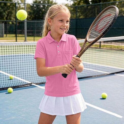 Boys Girls Short Sleeve Polo Shirts Kids School Uniform T-Shirts Summer Casual Tennis Tops with Pocket 2-15 Years in Saudi Arabia