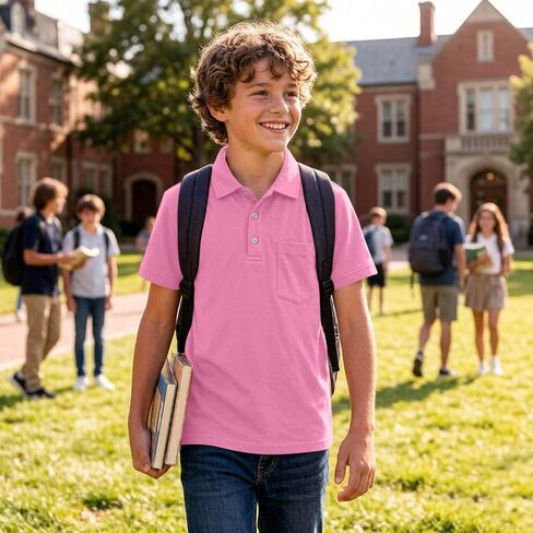 Boys Girls Short Sleeve Polo Shirts Kids School Uniform T-Shirts Summer Casual Tennis Tops with Pocket 2-15 Years in Saudi Arabia