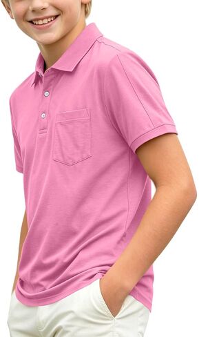Boys Girls Short Sleeve Polo Shirts Kids School Uniform T-Shirts Summer Casual Tennis Tops with Pocket 2-15 Years in Saudi Arabia