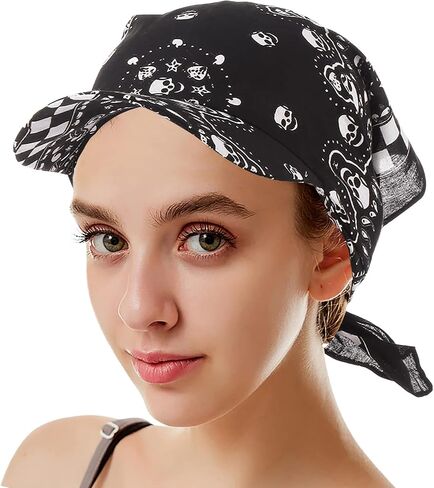 Do Dew Rags with Brim Sun Protection Skull Beanies Quick Dry Headband Hat Motorcycle Head Wrap for Men Women in Kuwait