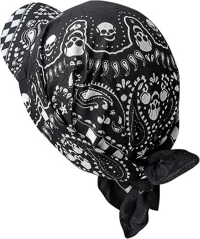 Do Dew Rags with Brim Sun Protection Skull Beanies Quick Dry Headband Hat Motorcycle Head Wrap for Men Women in Kuwait
