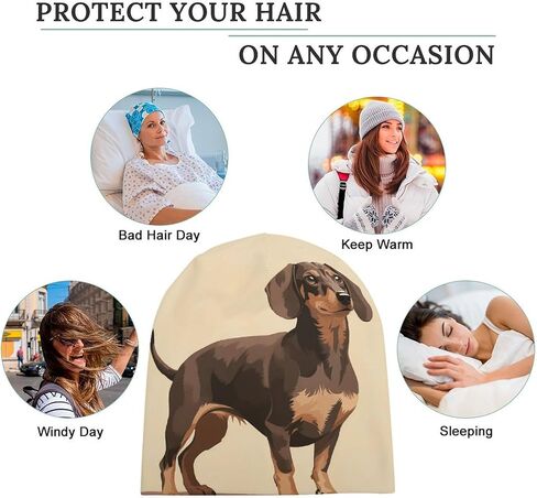 Flat Style Dachshund Beanie Hat Soft Warm Skull Cap Lightweight Slouchy Hip-Hop Beanie Cap Knit Hats for Women Men Outdoor in Kuwait