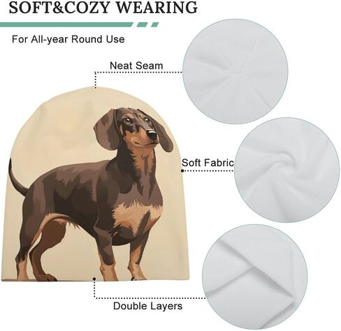 Flat Style Dachshund Beanie Hat Soft Warm Skull Cap Lightweight Slouchy Hip-Hop Beanie Cap Knit Hats for Women Men Outdoor in Kuwait