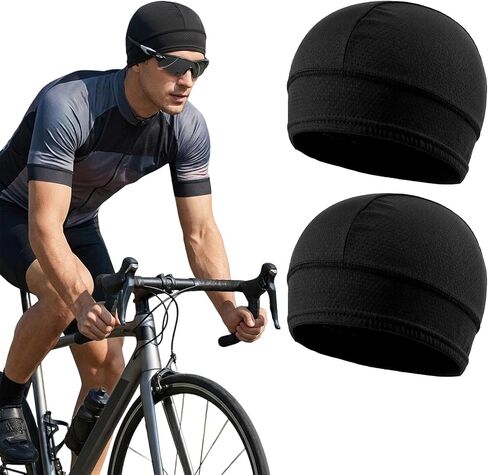 Nogeqi 2 Pcs Cooling Skull Caps for Men Women, Breathable Mesh Hard Hat Liner, Quick Dry Helmet Liner Cycling Beanie, Fits Under Helmets, Black in Kuwait