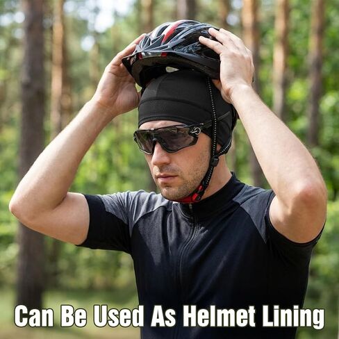 Nogeqi 2 Pcs Cooling Skull Caps for Men Women, Breathable Mesh Hard Hat Liner, Quick Dry Helmet Liner Cycling Beanie, Fits Under Helmets, Black in Kuwait