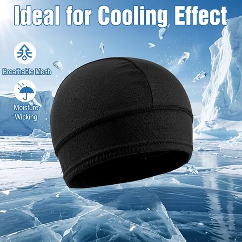Nogeqi 2 Pcs Cooling Skull Caps for Men Women, Breathable Mesh Hard Hat Liner, Quick Dry Helmet Liner Cycling Beanie, Fits Under Helmets, Black in Kuwait
