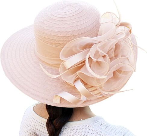 Women's Organza Hat Breathable Solid Color Hats Stretchy Foldable Hat Stylish Elegant Hats for Wedding Tea Party in Kuwait