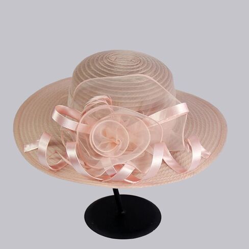 Women's Organza Hat Breathable Solid Color Hats Stretchy Foldable Hat Stylish Elegant Hats for Wedding Tea Party in Kuwait