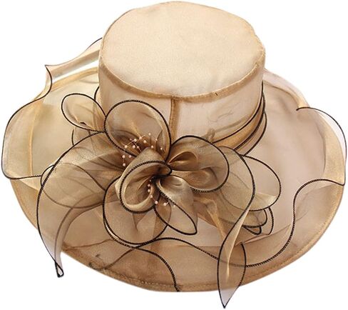 Women's Organza Kentucky Hat Fashion Flower Hats Casual Trendy Hats Wedding Tea Party Hat for Ladies in Kuwait