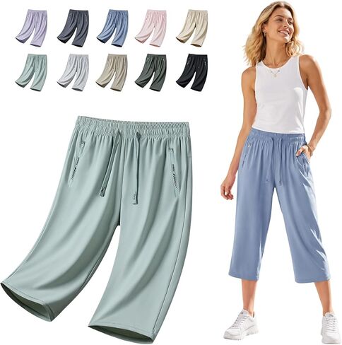 2026 NEW Comfys fit Capri Pants for Women,StretchActive - Women's Ultra Stretch Ice Silk Comfort Capri Pants in Saudi Arabia