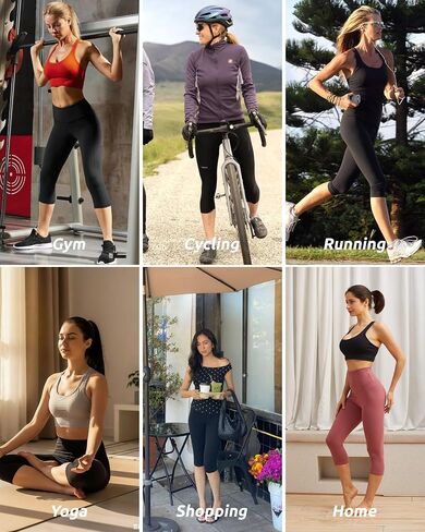 Capri Leggings for Women High Waisted Leggings with Pockets Tummy Control Yoga Pants for Athletic Workout Cycling in Saudi Arabia
