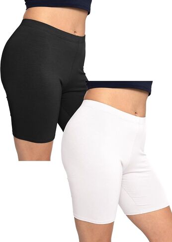 STRETCH IS COMFORT Womens Biker Shorts Plus Size Cotton Spandex | Gym Work Out Sports Recreation Bike Running Shorts Women in Kuwait