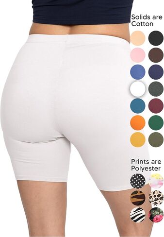 STRETCH IS COMFORT Womens Biker Shorts Plus Size Cotton Spandex | Gym Work Out Sports Recreation Bike Running Shorts Women in Kuwait