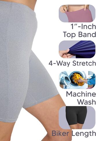 STRETCH IS COMFORT Womens Biker Shorts Plus Size Cotton Spandex | Gym Work Out Sports Recreation Bike Running Shorts Women in Kuwait