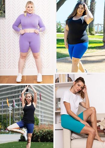 STRETCH IS COMFORT Womens Biker Shorts Plus Size Cotton Spandex | Gym Work Out Sports Recreation Bike Running Shorts Women in Kuwait