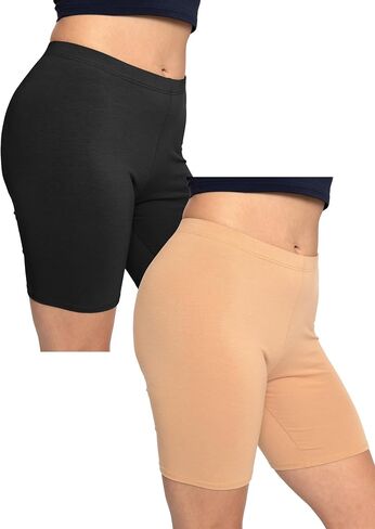 STRETCH IS COMFORT Womens Biker Shorts Plus Size Cotton Spandex | Gym Work Out Sports Recreation Bike Running Shorts Women in Kuwait