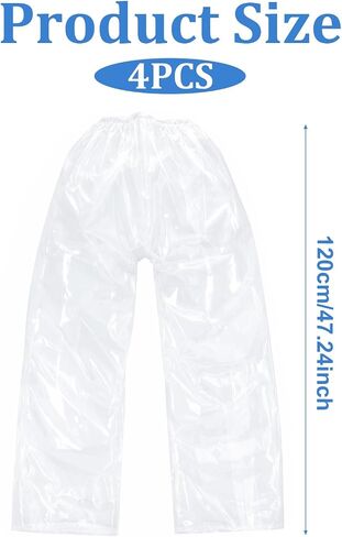 4 PCS Disposable Rain Pants, Unisex Adult Waterproof Long Tube Pant with Shoe Cover, PE Material for Outdoor Activities Travel Cycling (2 White+2 Blue, 47.24 Inches) in Saudi Arabia